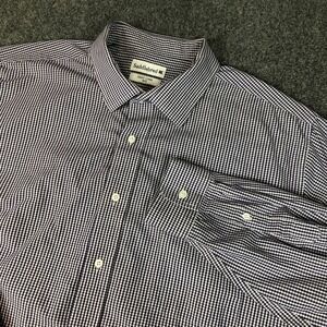Saddlebred Big Easy Care Gingham Check Button Down Shirt Mens 2XL Purple White